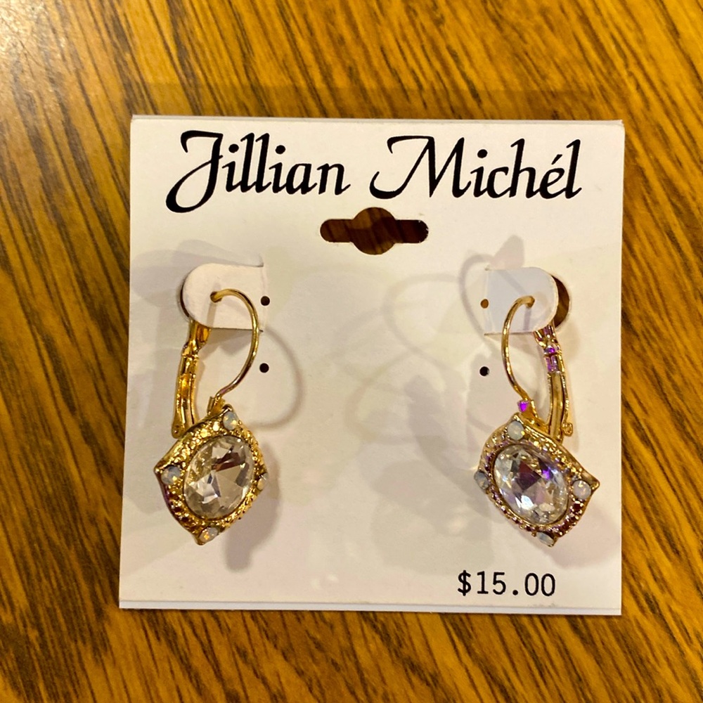 Earrings, gold plated with crystals. Jillian Michel